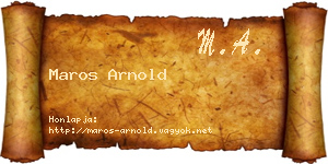 Maros Arnold névjegykártya